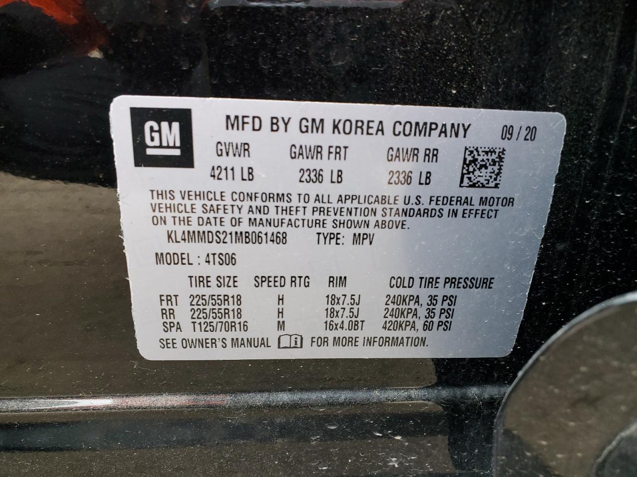 2021 Buick Encore VIN KL4MMDS21MB061468 Copart auction photo, rear end / front end damage thumbnail 15
