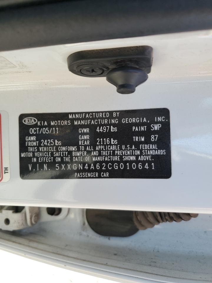 2012 KIA Optima VIN 5XXGN4A62CG010641 Copart auction photo, mechanical damage thumbnail 12