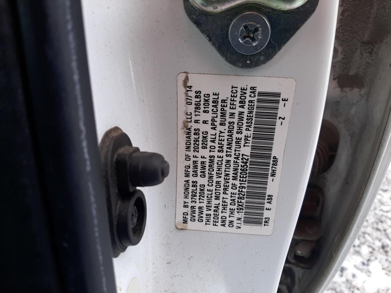 2014 Honda Civic VIN 19XFB2F91EE065427 Copart auction photo, front end damage thumbnail 13