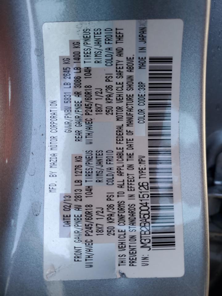 2013 Mazda CX-9 VIN JM3TB2BA5D0415126 Copart auction photo, front end / minor dent/scratches damage thumbnail 14