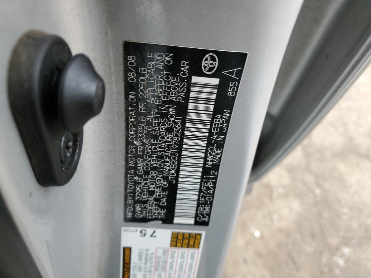 2009 Toyota Prius VIN JTDKB20U197823641 Copart auction photo, front end / rear end damage thumbnail 12