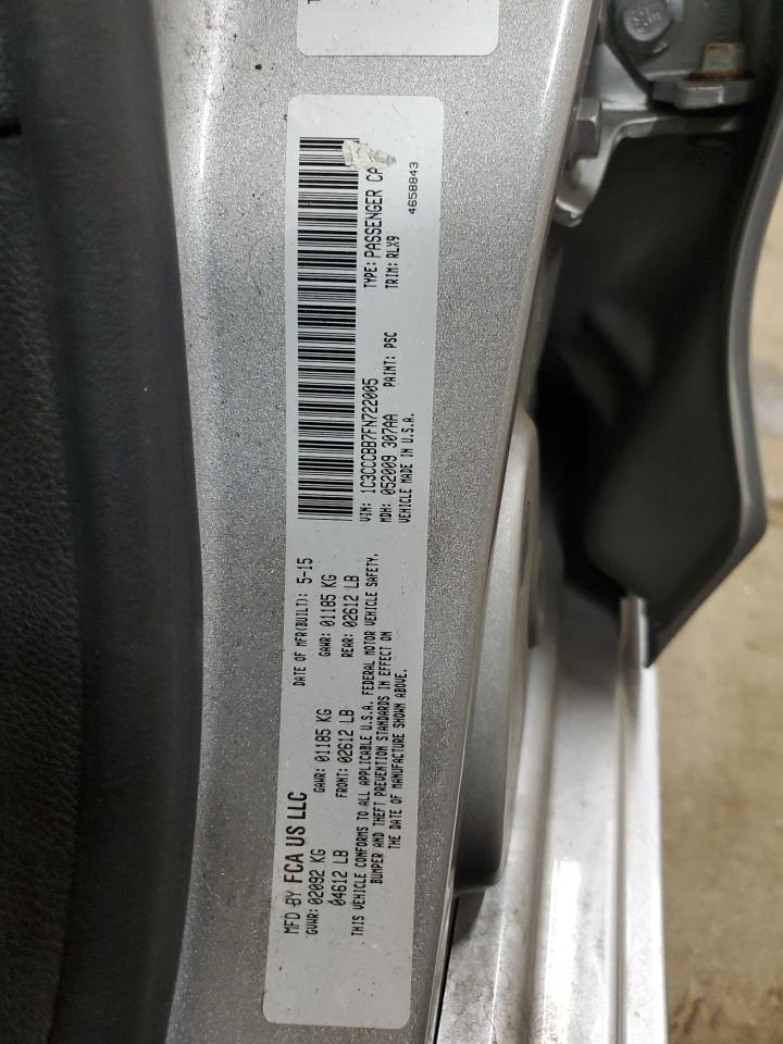 2015 Chrysler 200 VIN 1C3CCCBB7FN722005 Copart auction photo, all over damage thumbnail 12