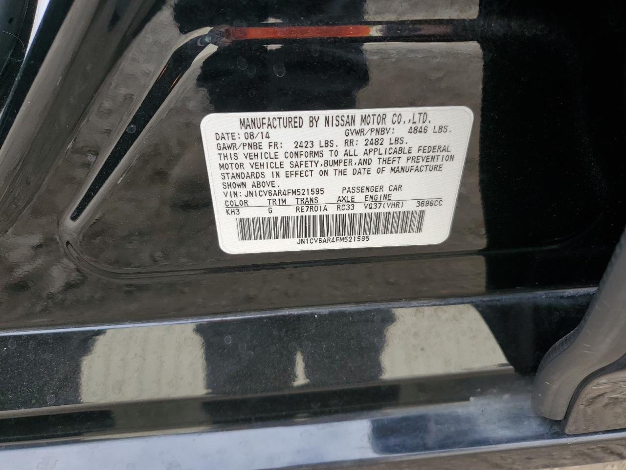 2015 Infiniti Q40 VIN JN1CV6AR4FM521595 Copart auction photo, vandalism damage thumbnail 12