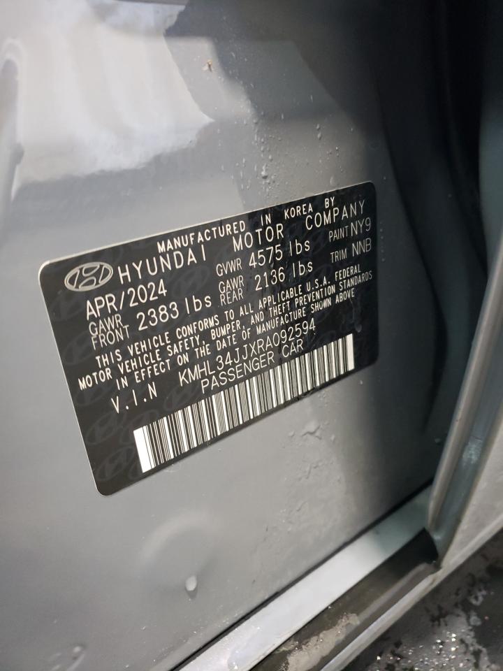 2024 Hyundai Sonata VIN KMHL34JJXRA092594 Copart auction photo, front end / minor dent/scratches damage thumbnail 12
