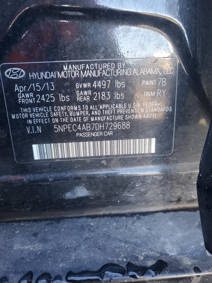 2013 Hyundai Sonata VIN 5NPEC4AB7DH729688 Copart auction photo, front end / minor dent/scratches damage thumbnail 12