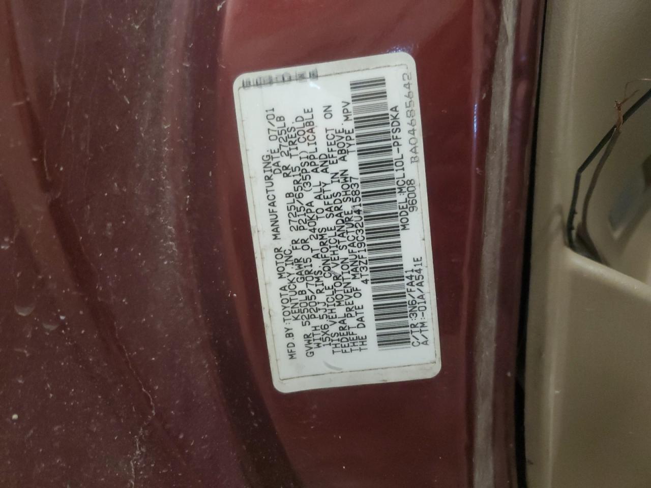 2002 Toyota Sienna VIN 4T3ZF19C32U415837 Copart auction photo, front end / side damage thumbnail 13