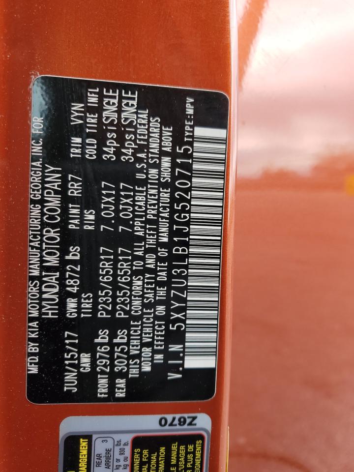 2018 Hyundai Santa Fe VIN 5XYZU3LB1JG520715 Copart auction photo, rear end damage thumbnail 13