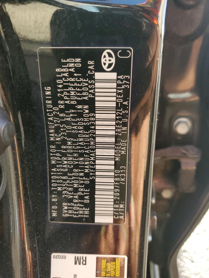 2021 Toyota Corolla VIN 5YFEPMAE0MP204389 Copart auction photo, rear end damage thumbnail 13