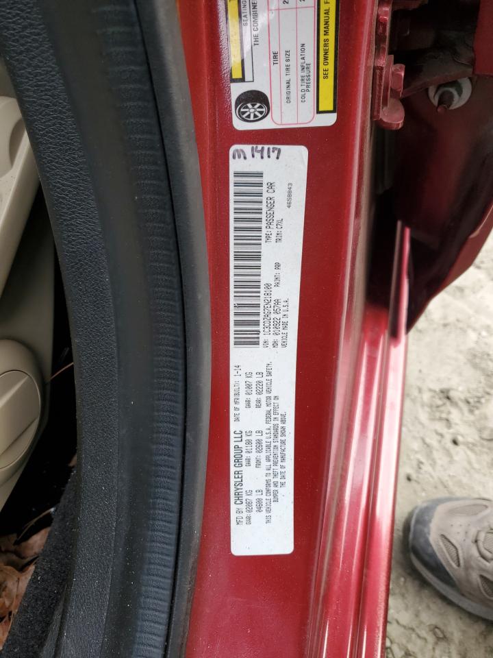 2014 Dodge Avenger VIN 1C3CDZAG7EN218100 Copart auction photo, all over damage thumbnail 13