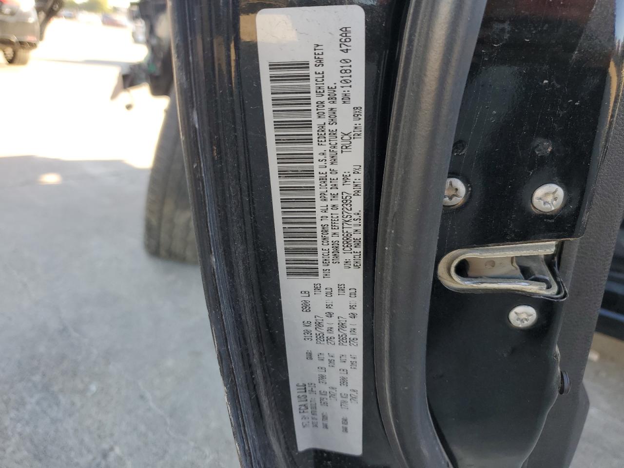 2019 RAM 1500 VIN 1C6RR6FT7KS723957 Copart auction photo, all over damage thumbnail 14