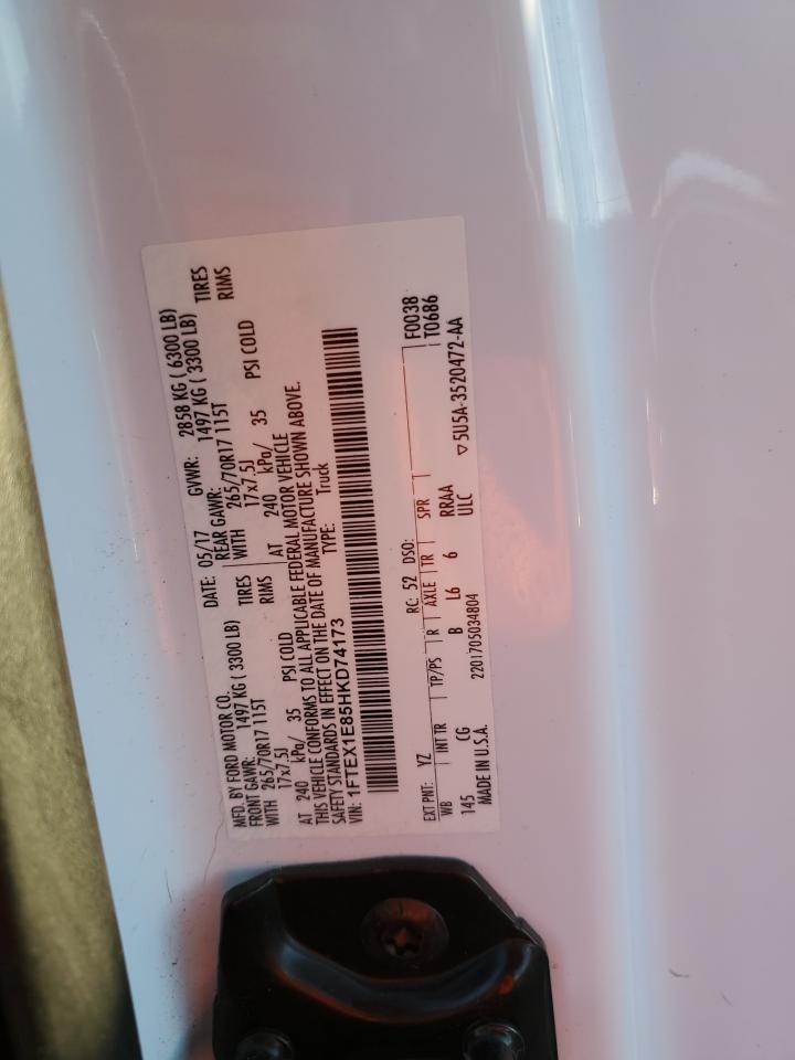 2017 Ford F-150 VIN 1FTEX1E85HKD74173 Copart auction photo, side damage thumbnail 12