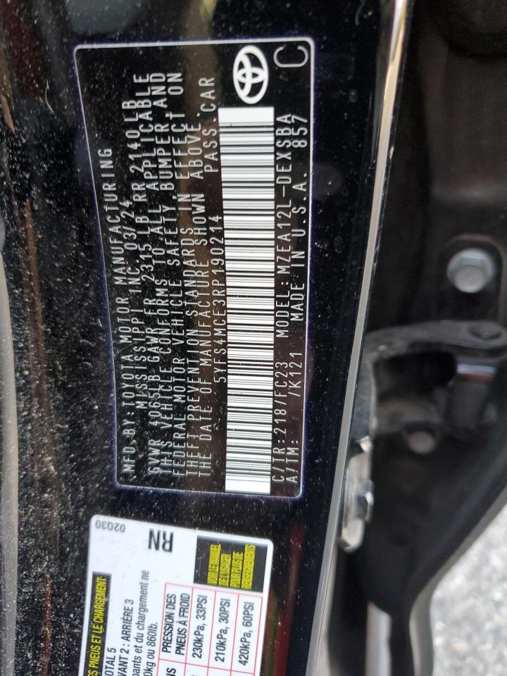 2024 Toyota Corolla VIN 5YFS4MCE3RP190214 Copart auction photo, front end damage thumbnail 14