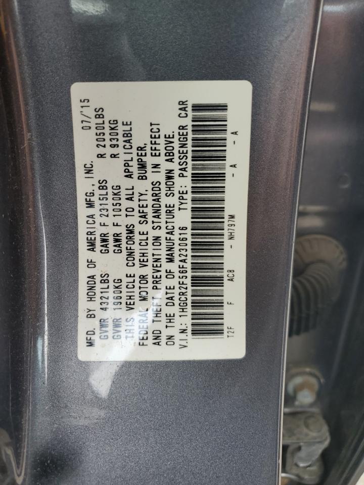 2015 Honda Accord VIN 1HGCR2F56FA230616 Copart auction photo, all over damage thumbnail 14