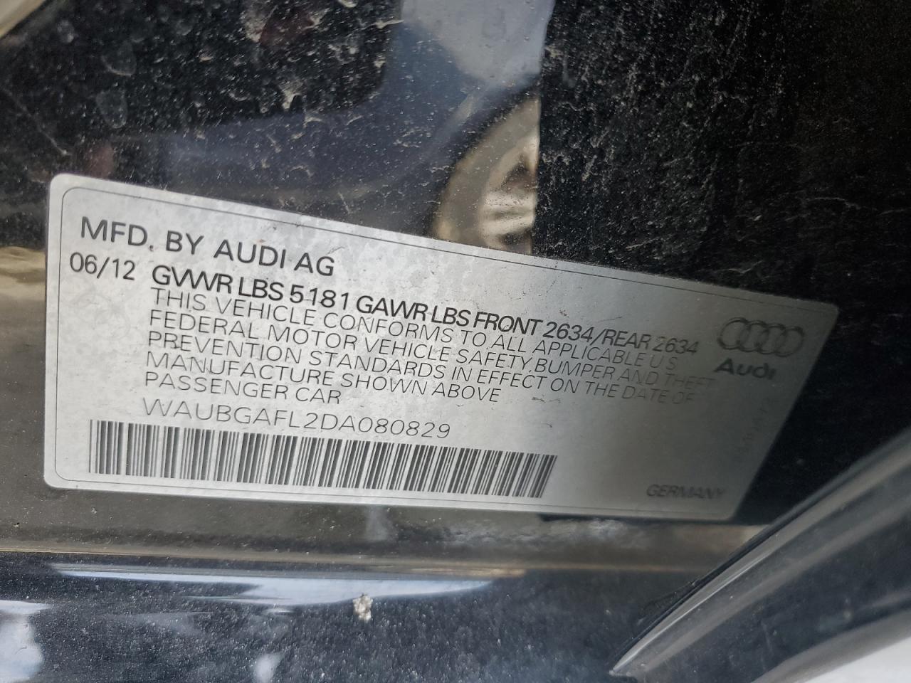 2013 Audi RS4 VIN WAUBGAFL2DA080829 Copart auction photo, rear end / front end damage thumbnail 12
