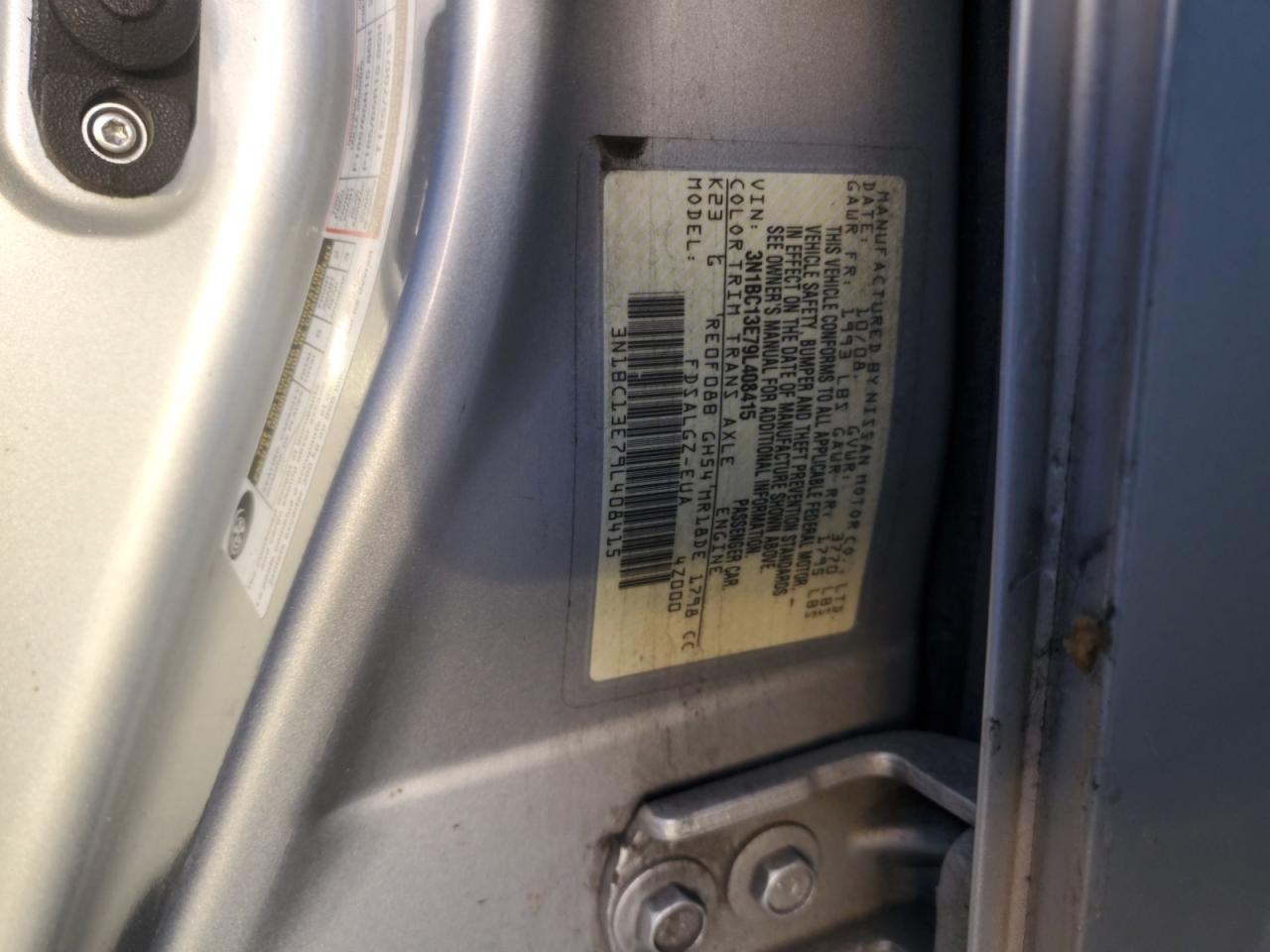 2009 Nissan Versa VIN 3N1BC13E79L408415 Copart auction photo, front end damage thumbnail 12