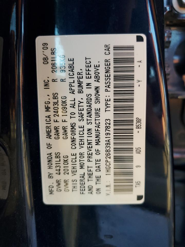 2009 Honda Accord VIN 1HGCP26839A197823 Copart auction photo, rear end / side damage thumbnail 13