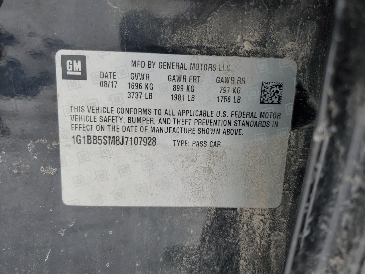 2018 Chevrolet Cruze VIN 1G1BB5SM8J7107928 Copart auction photo, front end damage thumbnail 12