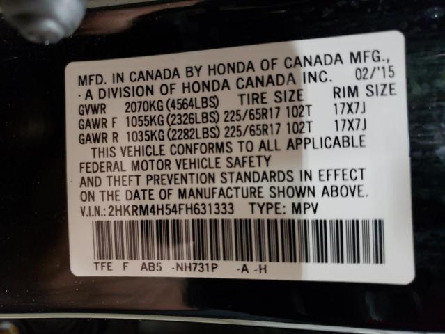 2015 Honda CR-V VIN 2HKRM4H54FH631333 Copart auction photo, rear end damage thumbnail 12