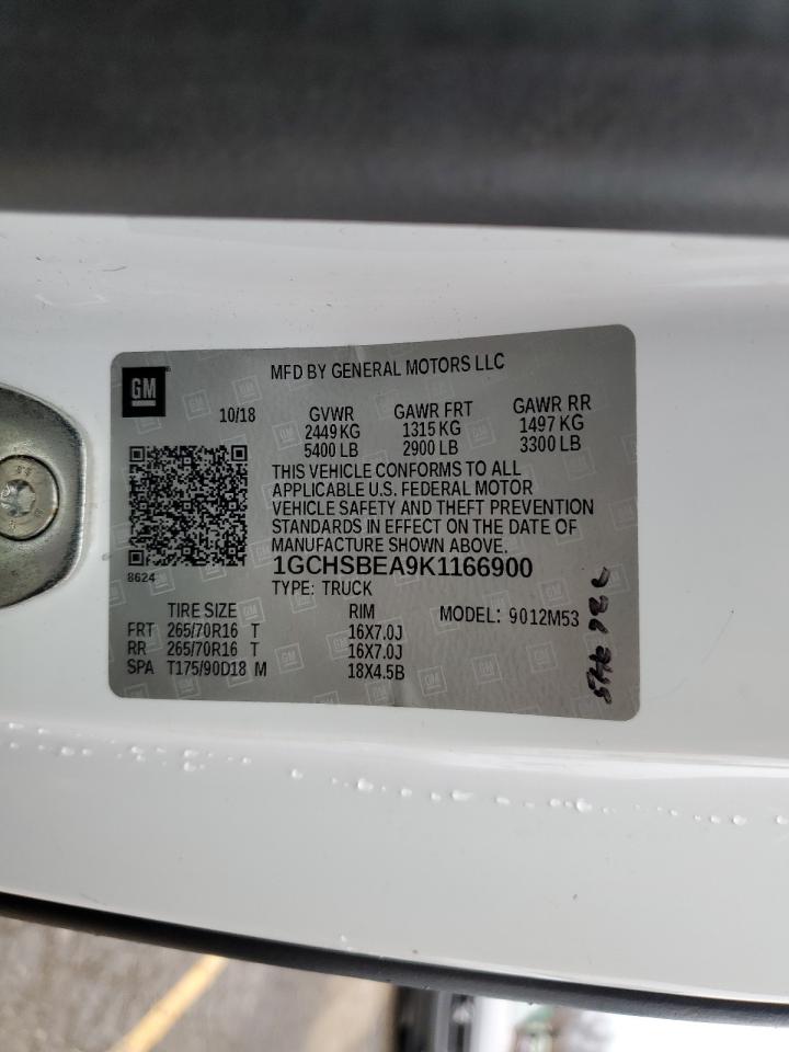 2019 Chevrolet Colorado VIN 1GCHSBEA9K1166900 Copart auction photo, all over damage thumbnail 12