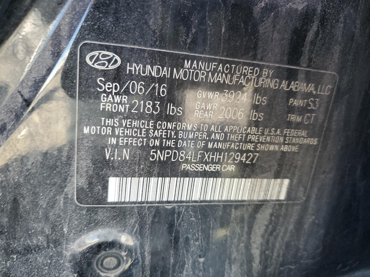 2017 Hyundai Elantra VIN 5NPD84LFXHH129427 Copart auction photo, front end / undercarriage damage thumbnail 14
