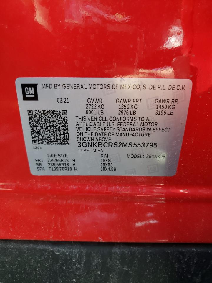 2021 Chevrolet Blazer VIN 3GNKBCRS2MS553795 Copart auction photo, undercarriage / rear end damage thumbnail 15