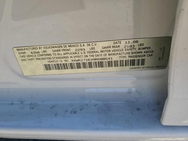 2009 Volkswagen Jetta VIN 3VWRZ71K39M088541 Copart auction photo, side / undercarriage damage thumbnail 12