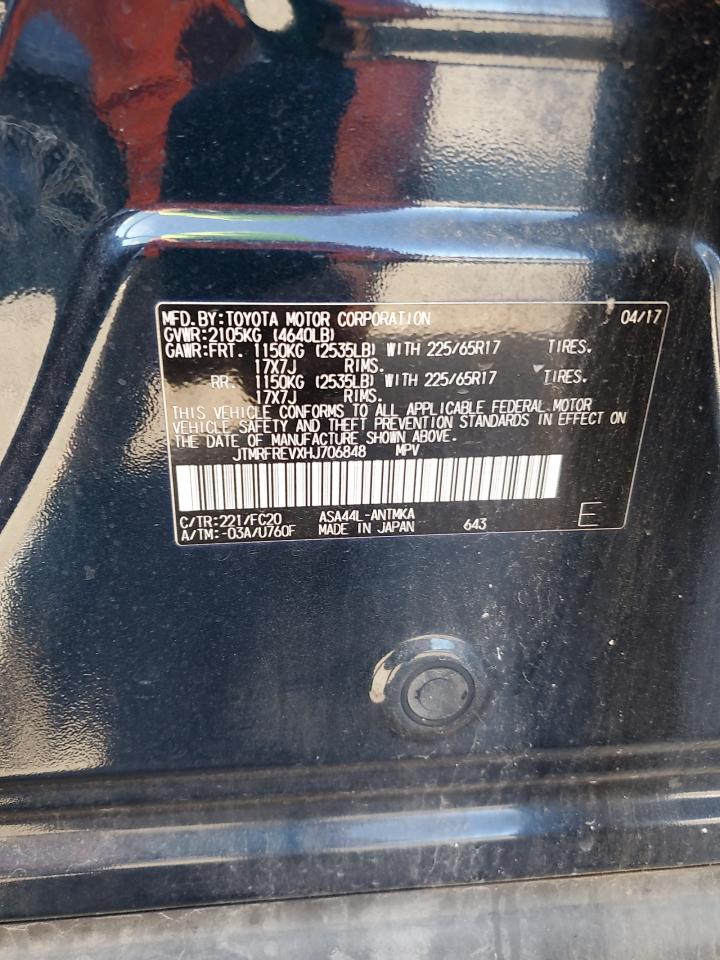 2017 Toyota RAV 4 VIN JTMRFREVXHJ706848 Copart auction photo, front end damage thumbnail 12