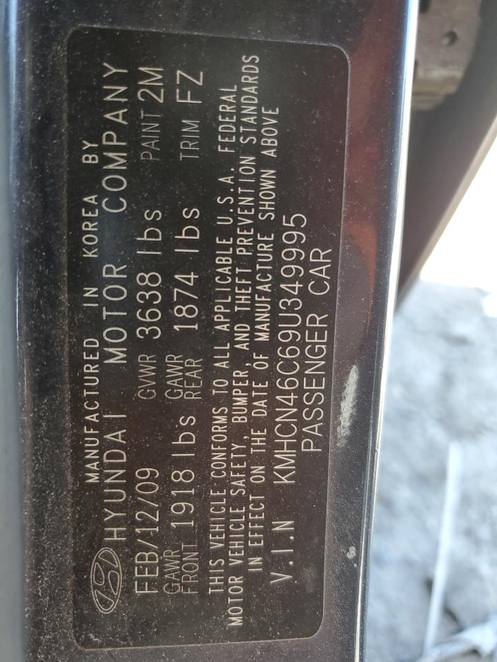 2009 Hyundai Accent VIN KMHCN46C69U349995 Copart auction photo, front end / rear end damage thumbnail 12