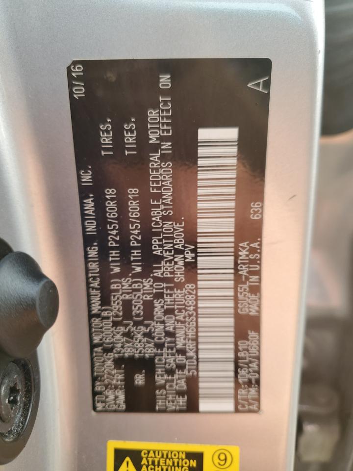2016 Toyota Highlander VIN 5TDJKRFH6GS348828 Copart auction photo, rear end damage thumbnail 13