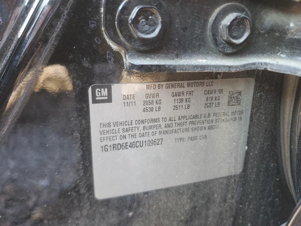 2012 Chevrolet Volt VIN 1G1RD6E46CU109627 Copart auction photo, all over damage thumbnail 12