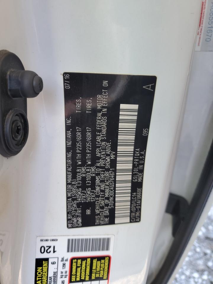 2016 Toyota Sienna VIN 5TDYK3DC4GS764671 Copart auction photo, rear end / minor dent/scratches damage thumbnail 13