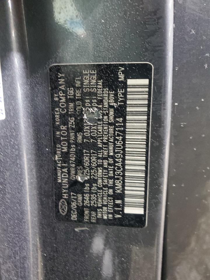 2018 Hyundai Tucson VIN KM8J3CA49JU647114 Copart auction photo, front end / rear end damage thumbnail 15