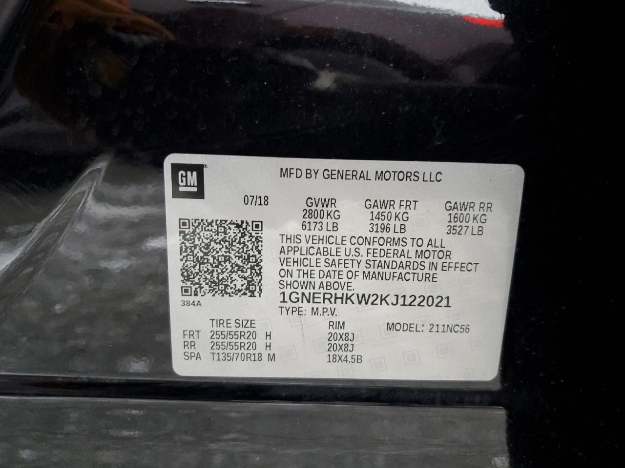 2019 Chevrolet Traverse VIN 1GNERHKW2KJ122021 Copart auction photo, front end damage thumbnail 14