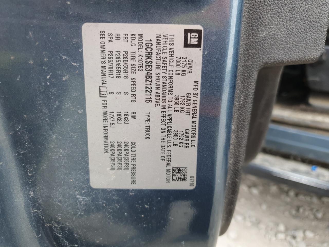 2011 Chevrolet Silverado VIN 1GCRKSE34BZ122116 Copart auction photo, front end damage thumbnail 14
