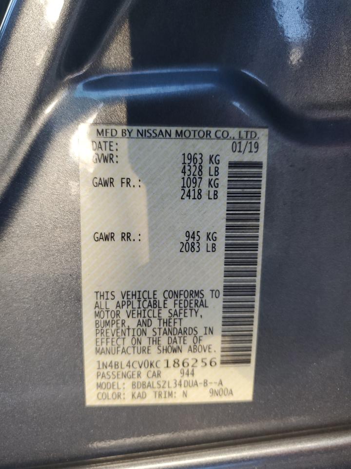 2019 Nissan Altima VIN 1N4BL4CV0KC186256 Copart auction photo, front end / all over damage thumbnail 12
