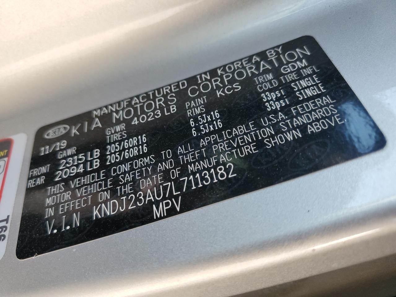 2020 KIA Soul VIN KNDJ23AU7L7113182 Copart auction photo, side damage thumbnail 12