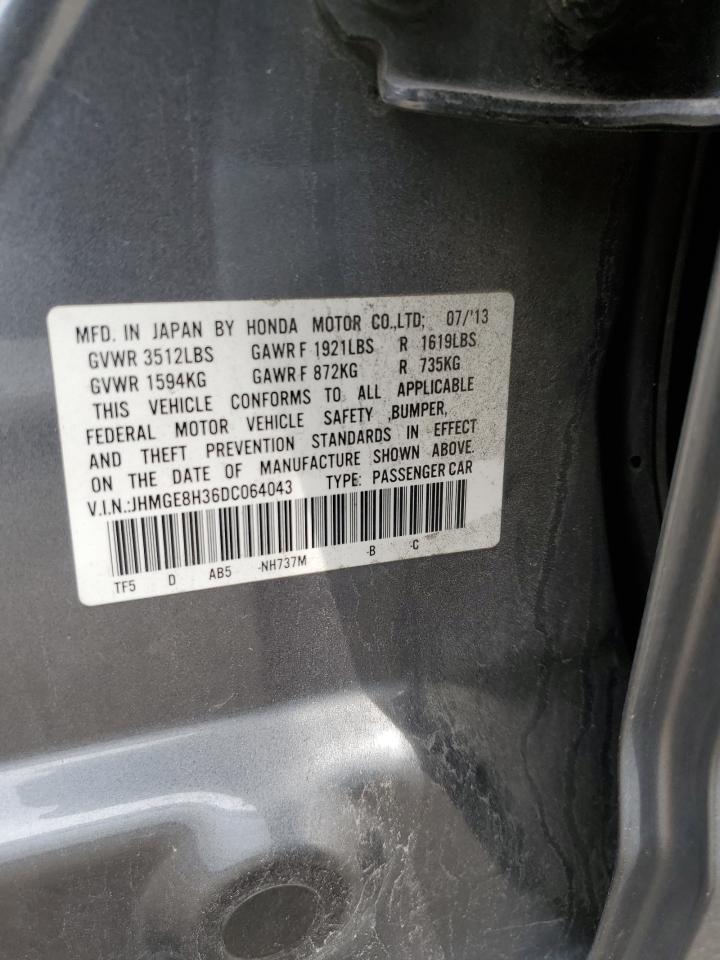2013 Honda Fit VIN JHMGE8H36DC064043 Copart auction photo, front end damage thumbnail 12
