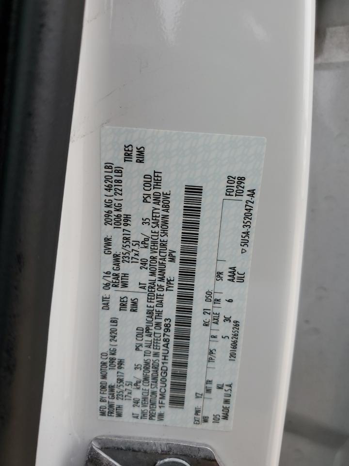 2017 Ford Escape VIN 1FMCU0GD1HUA87983 Copart auction photo, side damage thumbnail 13