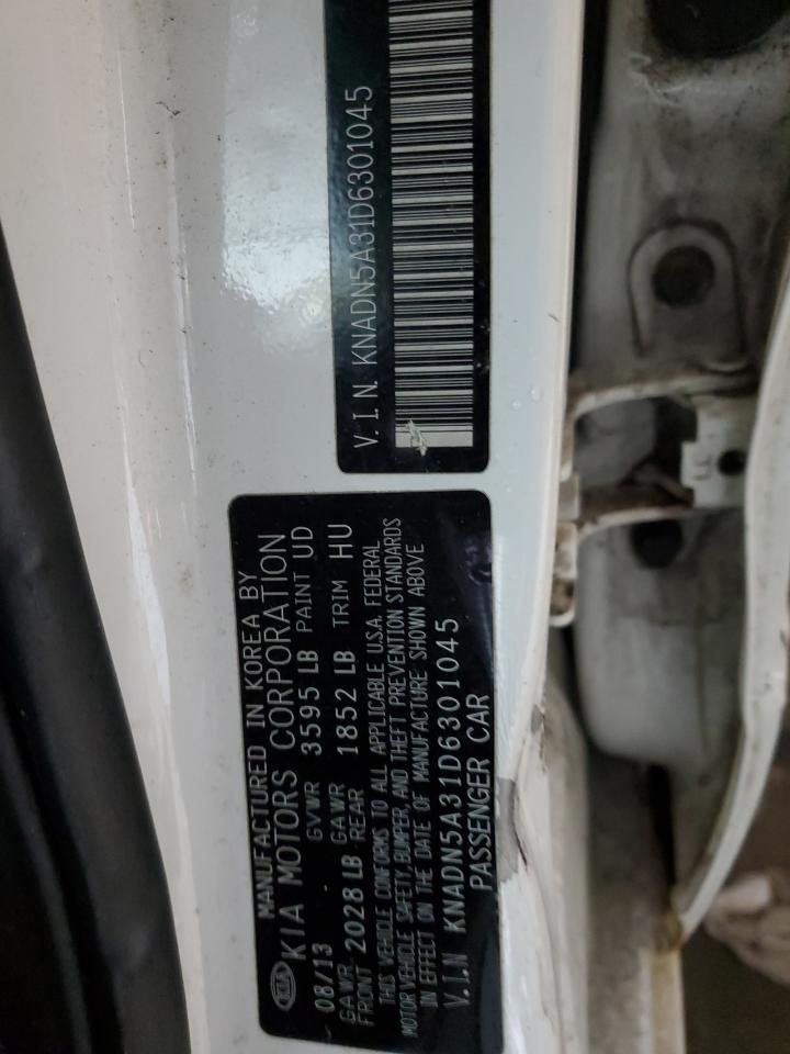 2013 KIA Rio VIN KNADN5A31D6301045 Copart auction photo, rear end / side damage thumbnail 13