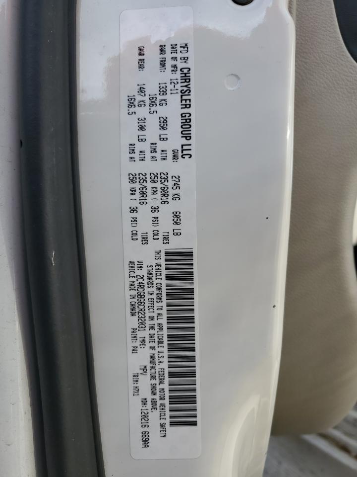 2012 Dodge Caravan VIN 2C4RDGBG6CR232031 Copart auction photo, front end damage thumbnail 13