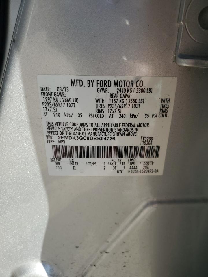 2013 Ford Edge VIN 2FMDK3GC8DBB94726 Copart auction photo, front end / minor dent/scratches damage thumbnail 16