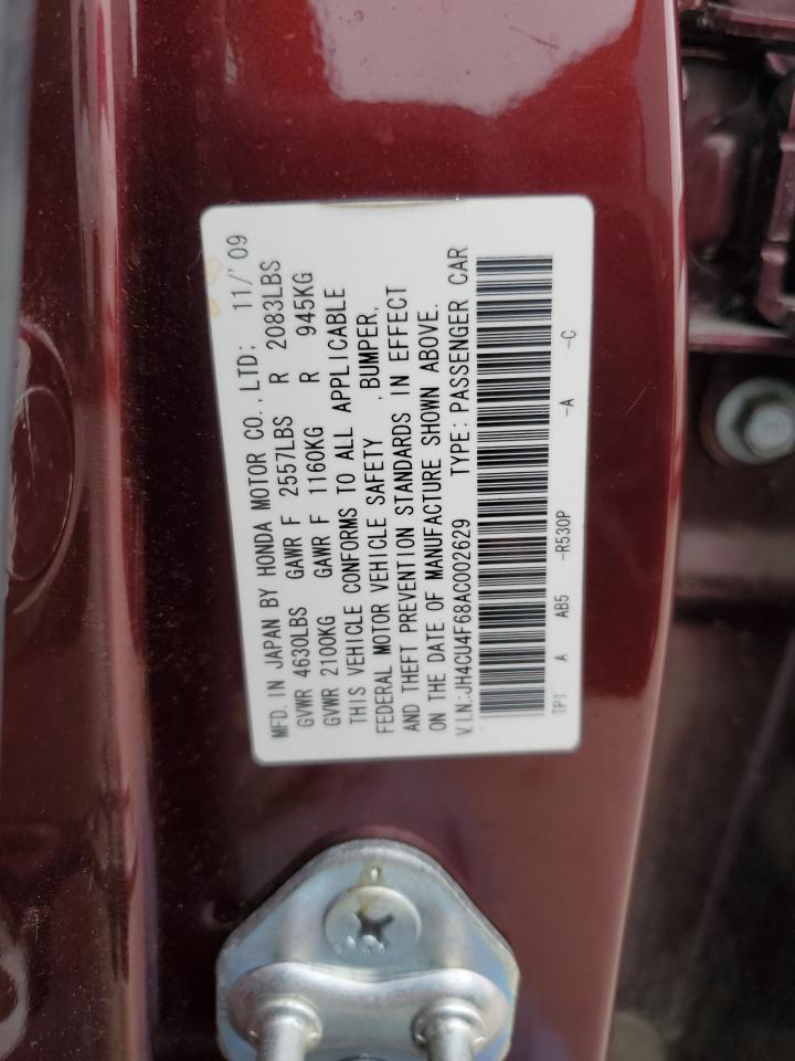 2010 Acura TSX VIN JH4CU4F68AC002629 Copart auction photo, rear end damage thumbnail 14