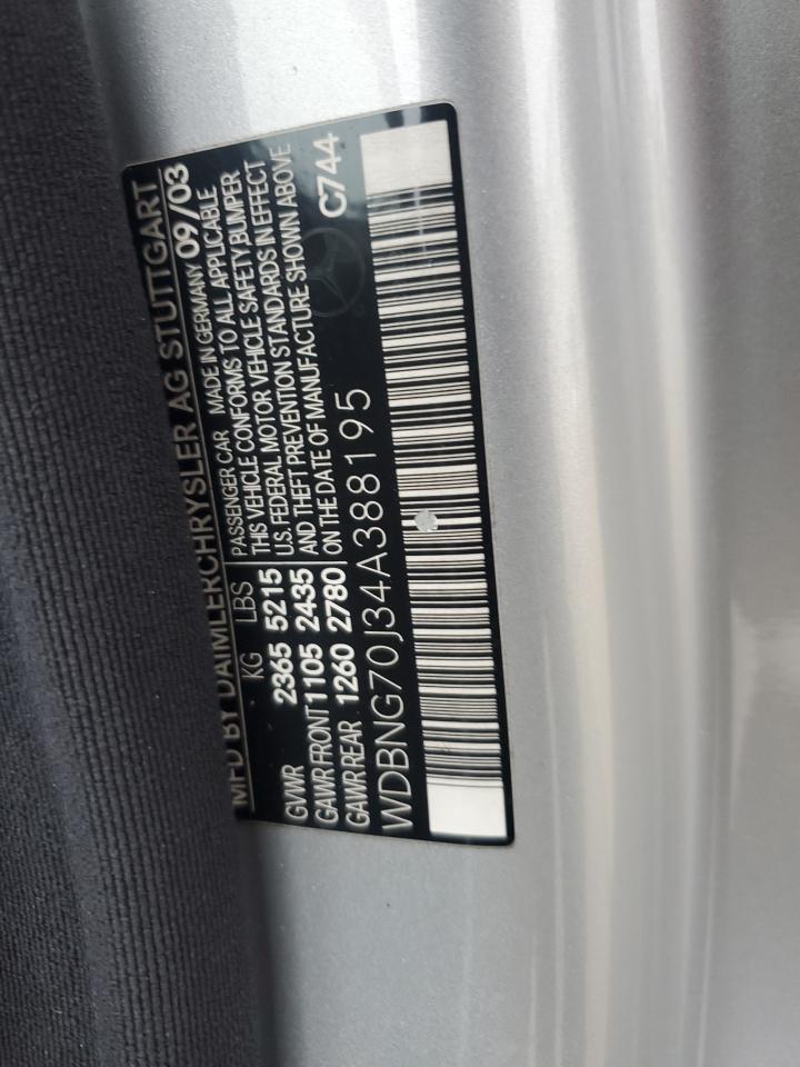 2004 Mercedes-Benz S-klasse VIN WDBNG70J34A388195 Copart auction photo, minor dent/scratches damage thumbnail 12