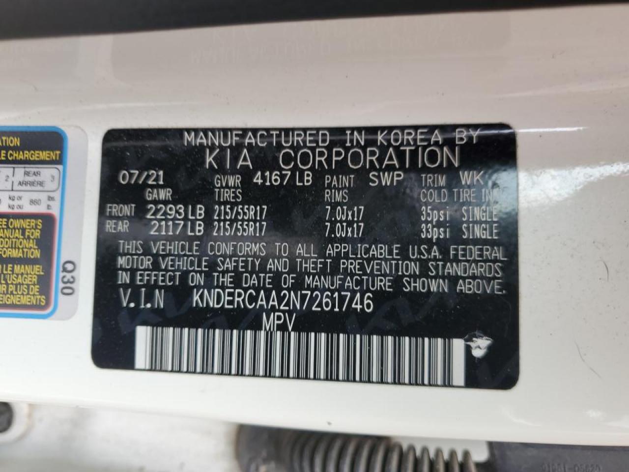 2022 KIA Seltos VIN KNDERCAA2N7261746 Copart auction photo, front end damage thumbnail 14