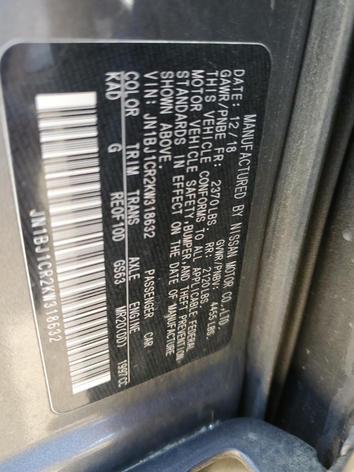 2019 Nissan Rogue VIN JN1BJ1CR2KW318632 Copart auction photo, front end damage thumbnail 14