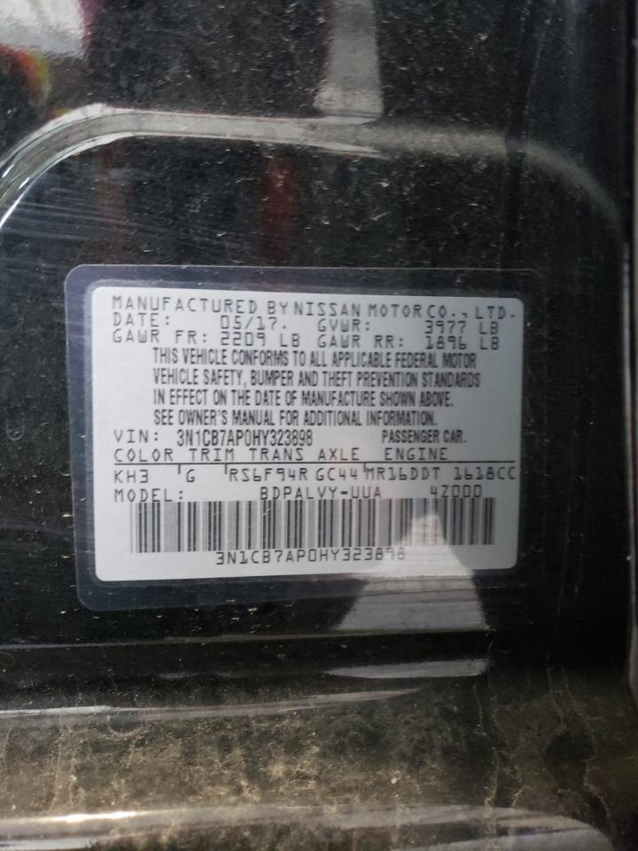 2017 Nissan Sentra VIN 3N1CB7AP0HY323898 Copart auction photo, front end damage thumbnail 12