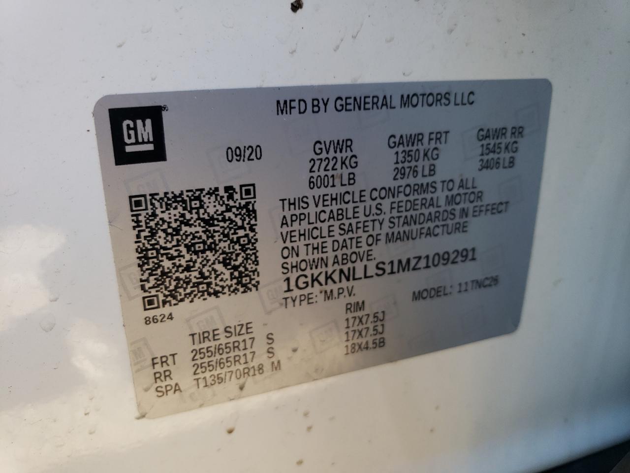 2021 GMC Acadia VIN 1GKKNLLS1MZ109291 Copart auction photo, all over damage thumbnail 16