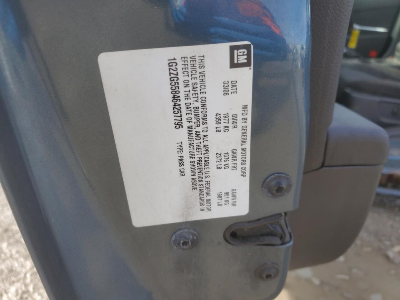 2006 Pontiac G6 VIN 1G2ZG558464257795 Copart auction photo, front end / undercarriage damage thumbnail 13