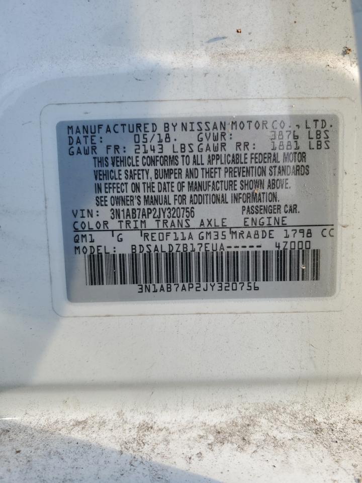 2018 Nissan Sentra VIN 3N1AB7AP2JY320756 Copart auction photo, rear end damage thumbnail 13