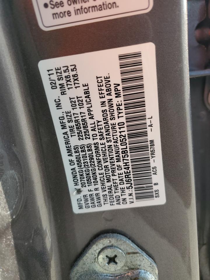 2011 Honda CR-V VIN 5J6RE4H75BL052110 Copart auction photo, front end / minor dent/scratches damage thumbnail 13